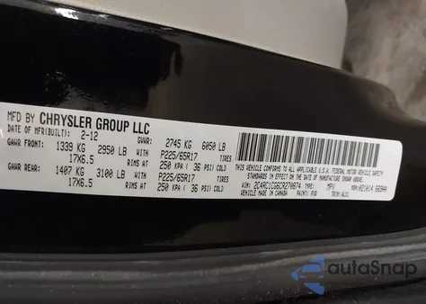 2012 Chrysler Town & Country Touring-L z USA, uszkodzony, nr VIN 2C4RC1CG6CR270874